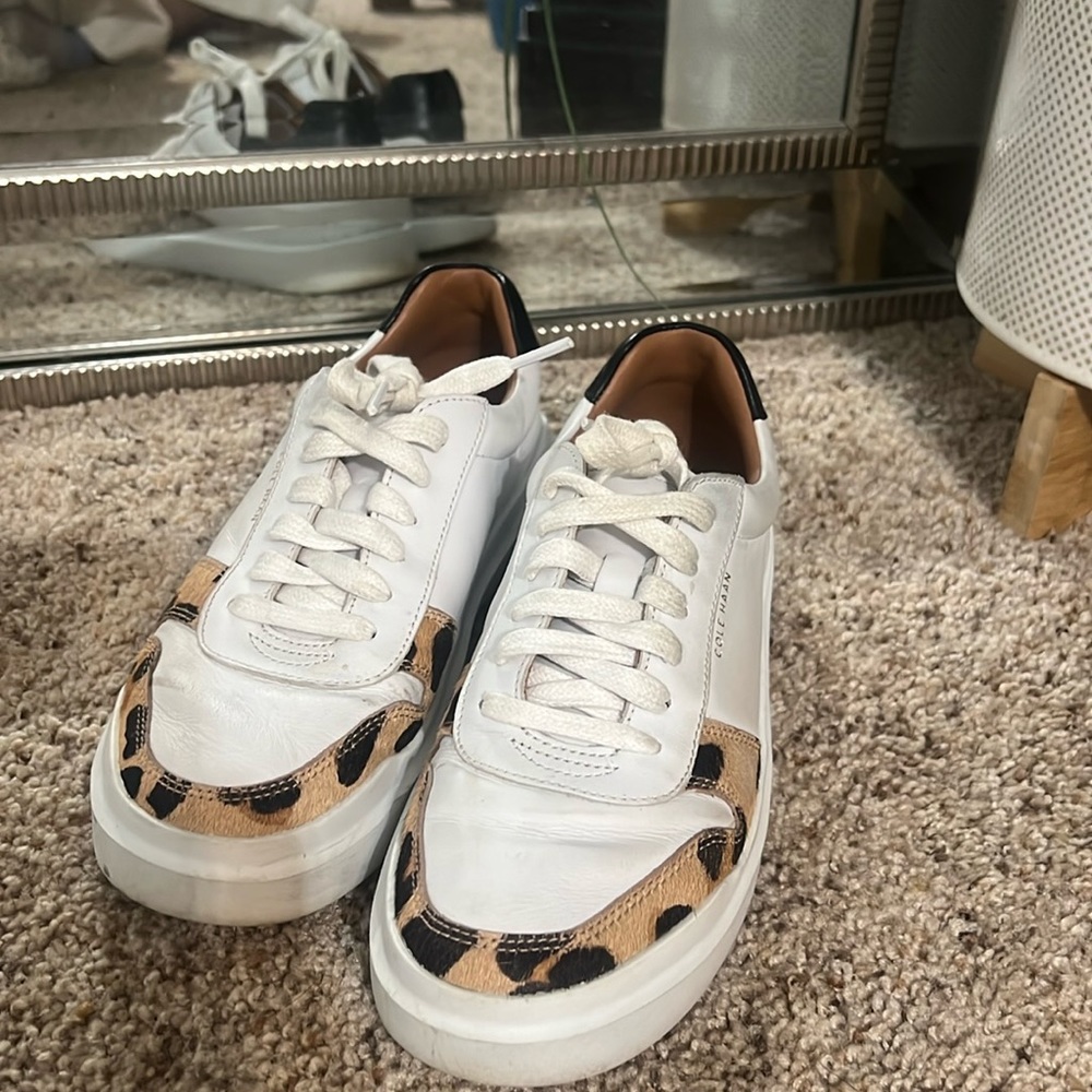 Cole Haan Women’s Grandpro Rally Sneaker- Leopard and white- size 7